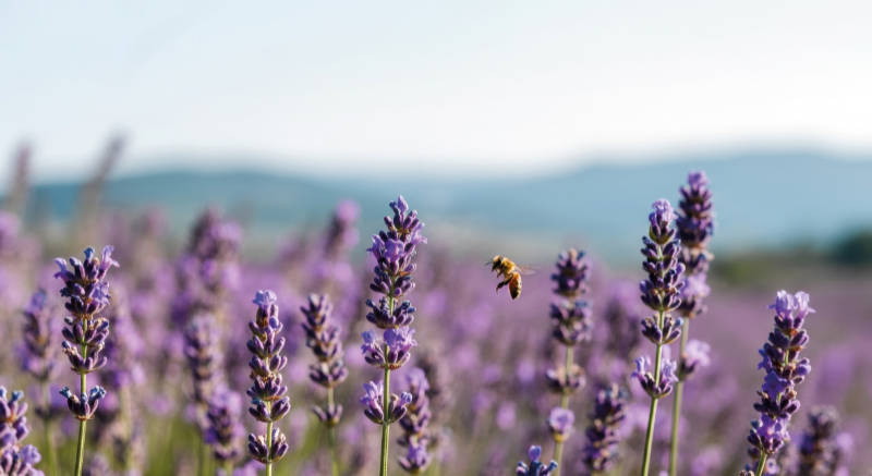 Lavendelfeld mit Biene.
